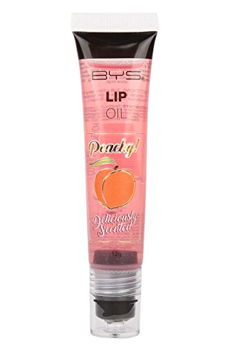 BYS Lip Oil Peach - Designed with trio roller ball applicator, Infused with deliciously sweet peach fragrance can be worn over bare lips or on top of lip color high shine finish nourish lip makeup