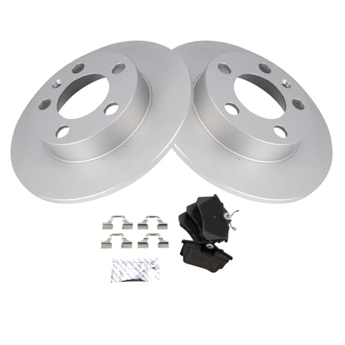 Image of TRQ Rear Brake Pad and Rotor Set Ceramic G Coated Rotors Compatible with 2000-2006 Audi TT 1999-2008 Volkswagen Beetle 1999-2006 Golf 1999-2005 Jetta