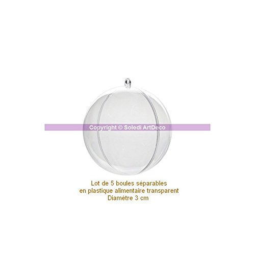 Boule Plastique Transparente 14cm - Divisible En 2, Trou Pour Guirlande LED