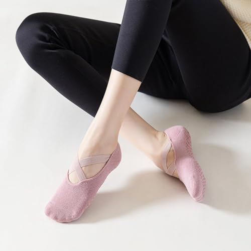 ROSY CLOUDS RosyClouds Non-Slip Yoga Socks with Straps Pilates Ballet Barre Socks for Women 5 Pairs4