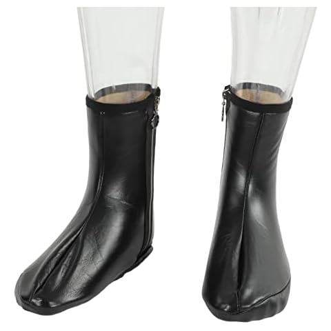 Hapivida Leather Zipper Socks, Unisex Waterproof Muslim Socks Islamic Thermal Prayer Winter Socks, Khuffy Leather Black Socks for Men and Women 35-40 Cover