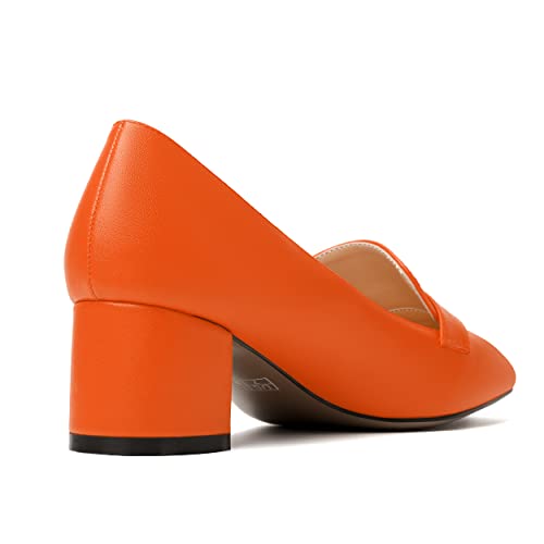 Image of MODENCOCO Womens Square Toe Slip On Comfortable Casual Matte Work Chunky Low Heel Loafers Shoes 2 Inch