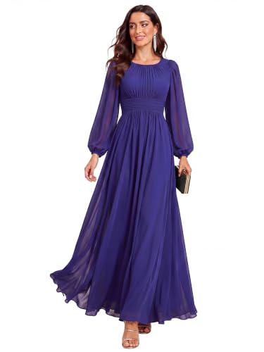 Image of Ever-Pretty Women's Chiffon Long Sleeve Formal Wedding Guest Dresses