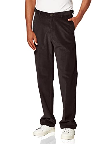 Haggar mens Stretch Corduroy Expandable Waist Classic Fit Flat Front Pants, Espresso, 40W x 32L US