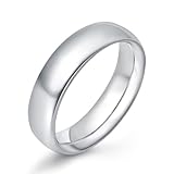 KAMASATO 6mm Stainless Steel Ring for Men High Polish Plain Dome Silver Wedding Band Comfort Fit Size 9