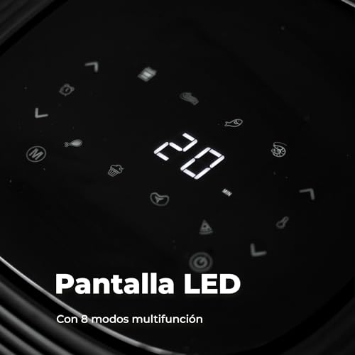 EVVO Luftfritteuse ohne Öl, 6 l, 1700 W, Antihaftbehälter, Dual-Cyclone-Technologie, Multifunktion, Backen, Entwässerung, Auftauen, bis 200 °C, automatische Abschaltung, Schwarz – Bild 5