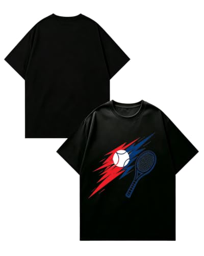 Cotton T Shirt Lightning US Open 2026 Tennis Racket Ball Graphic Tees Black