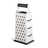 HIC Kitchen Professional Grater Zester, Stainless Steel, Non-Slip Base and Handle, 4 Multi-Grating Surfaces