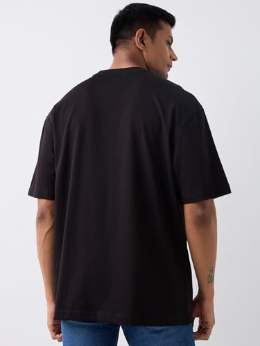 Image of Spykar Men's Oversized Round Neck Half Sleeve Solid Casual T-Shirt