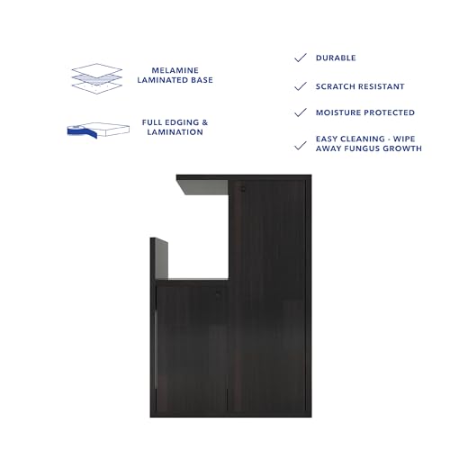 Image of DF2H Bedside Table | 1 Year Warranty | Contemporary & Slim Bedside Table, Hana, Side Table Nightstand Wenge Colour (Melamine Finish)