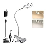 W-LITE 6W LED USB Reading Clip Laptop Lamp for Book,Piano,Bed Headboard,Desk, Eye-Care 2 Light Color...