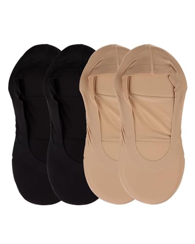 MeMoi 4 Pairs Women's Cushioned Fine Edge No-Show Sock Liner2