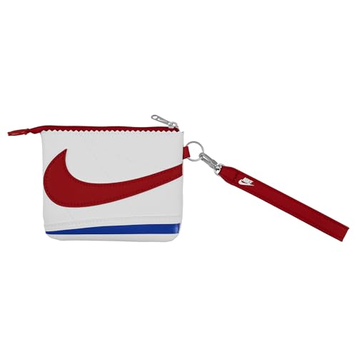 Nike Cortez Wristlet Pochette Unisexe - Petit Sac à Main Blanc et Rouge