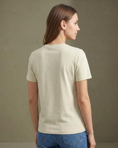 Image of NOBERO 100% Cotton T-Shirts for Women Stylish | Regular Fit | Solid T Shirts for Women 180 GSM Combed Cotton | Crew Neck Half Sleeve