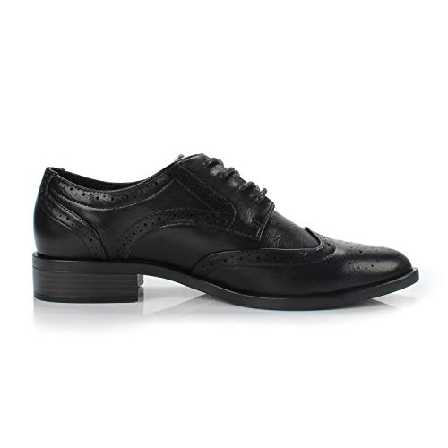 Footself BERRY-BLACK-9.5 Women'S Comfortable Perforated Brogue Low Heels Casual Oxford Daily Shoe,Berry Black,9.5 M Us thumb #1