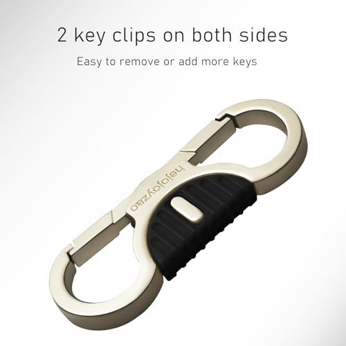 Image of Heavy Duty Keychain with Quick Release Double Carabiner Clip, Key Rings, D Ring, Car Key Holder for Belt Loop
