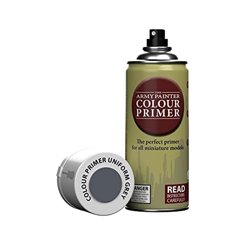 The Army Painter Colour Primer Uniform Grey, 400 mL Acryllic Spray Paint for Tabletop Roleplaying, Boardgames, and Wargames Miniature Modelling Cover