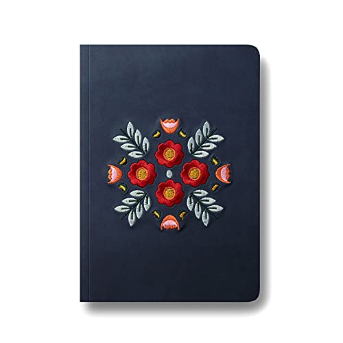 Journal brodé esthétique format A5 carnet intime et de voyage 144 pages lignées