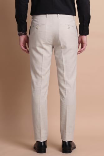 Image of Peter England Men Mid Rise Slim Fit Premium Flat Front Formal Trouser