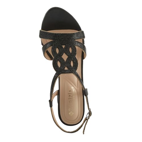PATRIZIA Women's LILYANA Buckle Block Heel Sandals - T-Strap with Scrollwork Design, Elegant and Comfortable3