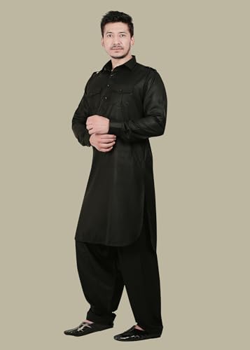 Image of K-ROYALS Men's Cotton Blend Pathani Kurta Pyjama Suit