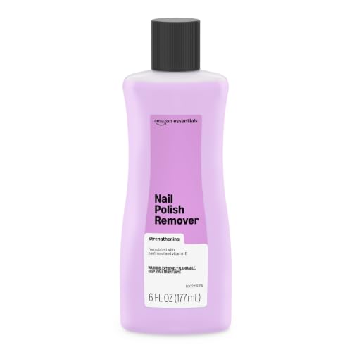 Image of Amazon Essentials Nail Polish Remover, Strengthening, Acetone-Based Formula, Formulated with Panthenol and Vitamin E, 6 Fl Oz