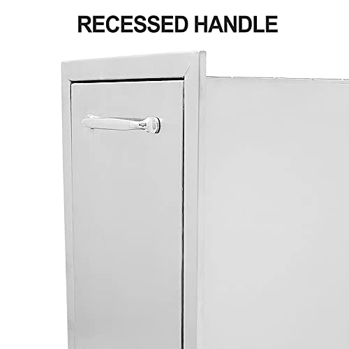 Karpevta Built-in Single Pull-Out Trash Drawer 14\" W x 27\" H x 20\" D Pull-Out Tray Stainless Steel Trash Drawer with Handle for Outdoor Kitchen BBQ Island - Thumbnail 3