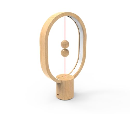 Lampe d'équilibre ovale Allocacoc Heng mini en bois veilleuse LED rechargeable USB-C
