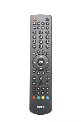AULCMEET Telecomando,RC-1912 RC1912 Nuova ine del telecomando per fit for Telefunken Polaroid JVC Hitachi Digihome Bush Celcus Clayton Continental Edison LED TV LED19906 LED22906 LED24127HDR LED32127D