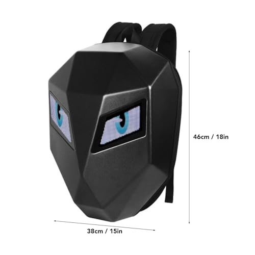 MENDUNER Motorradrucksack mit LED Augen, 48x48 Full-Color Display, wasserdicht,1680 PVC, programmierbar via Bluetooth mit der LOY Eyes App, mit großer Reißverschlusstasche
