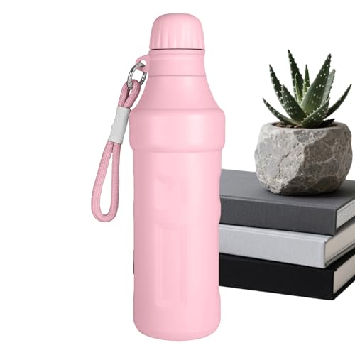 Portable Thermal Bottle - 500ml Vacuum Drinkware with Strap, Small Mouth Stainless Steel Hot Water Bottle for Milk Coffee Tea, I