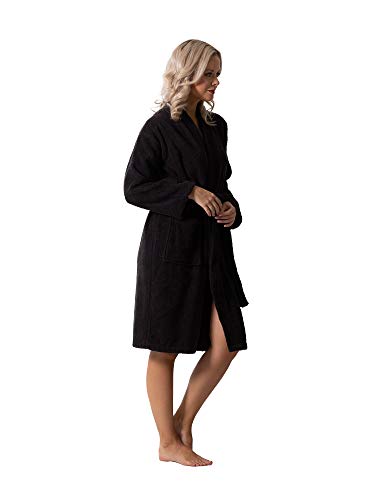 Image of Luxurious Turkish Terry Kimono Collar Super-Soft Terry Absorbent Bathrobes for Women