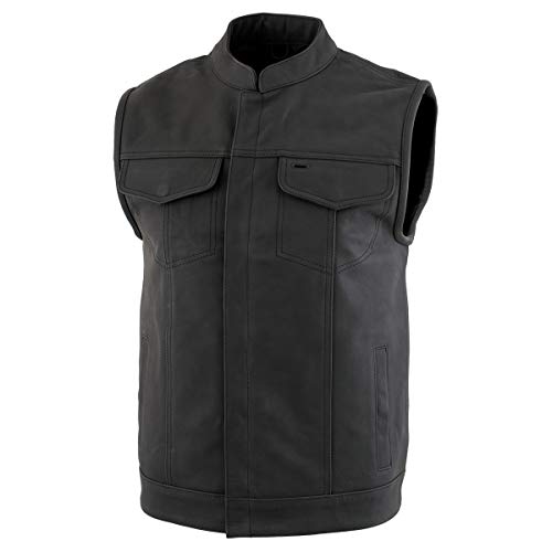 Xelement XS13001 Men's 'Barrage' Flat Black Club Style Leather Vest - 8X-Large Xelement XS13001 Men's 'Barrage' Flat Black Club Style Leather Vest - 8X-Large