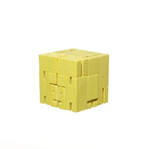 Areaware- Micro Cubebot Jouet en Bois, DWC4Y, Jaune