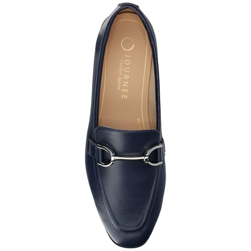 Image of Journee Womens Mizza Loafer Slip On Square Toe Dress Flats