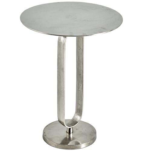 Riess Ambiente Runder Beistelltisch Elegance 60cm Silber Metall Aluminium Handmade Couchtisch Wohnzimmertisch Telefontisch Tisch Metalltisch pflegeleicht