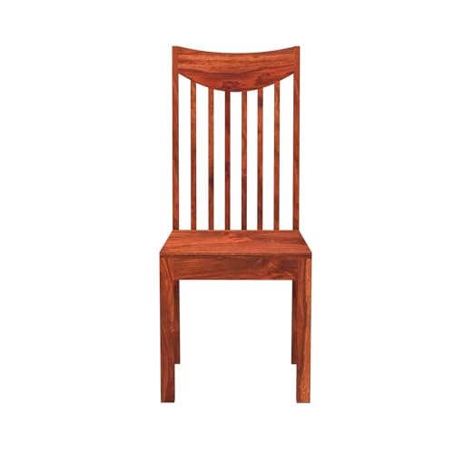 Image of Moon Wooden Dining Chairs Set of 2 for Kitchen & Dining Room, Two Seats, Solid Sheesham Wood, Honey Finish