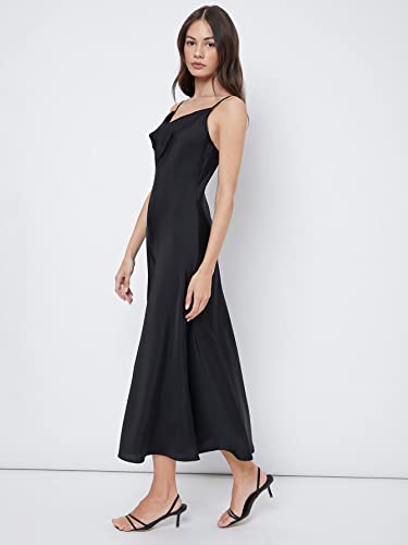Image of Floerns Women's Spaghetti Strap Cowl Neck Long Slip Satin Silk Midi Dress