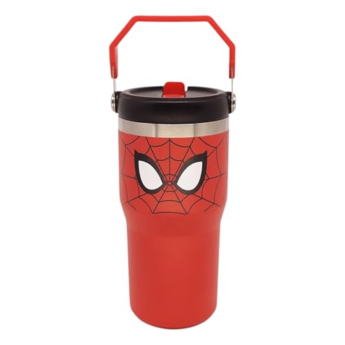 Zonacriativa - Copo Tumbler Hanger Spider Man Marvel (650ml) | Aço inoxidável parede dupla, alça para carregar e canudo