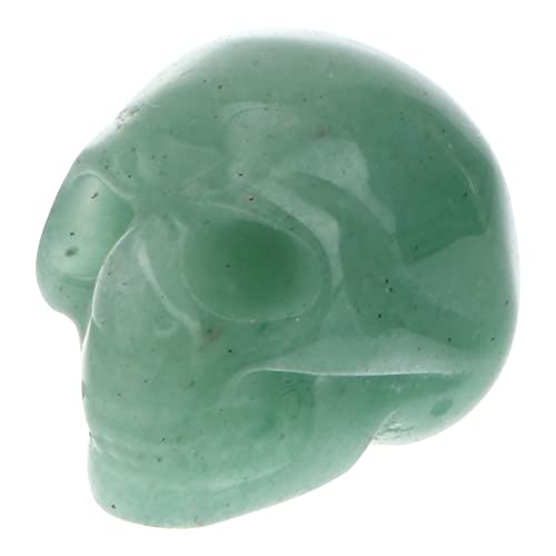 Healvian Petit Jade Skull Décoration Jade Crystal Crystal Décor de Crâne à La Main Stone Cicatrisante Stone Skull Statue Halloween Ornements de Bureau Cover