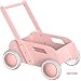 Wooden Baby Walker, Push and Pull Learning Walk Toys for Infants to Toddler, Walker with Wheels for Boys Girls, Gift for Birthday Christmas, Pink