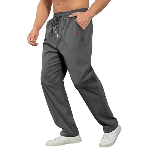 Men's Twill Jogger Pants Drawstring Relaxed Fit Elastic Waist Pants Comfy Outdoor Summer Hiking Sweatpants3