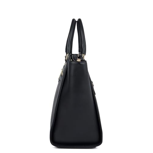 Image of Da Milano Leather Satchel Bag for Women - Black