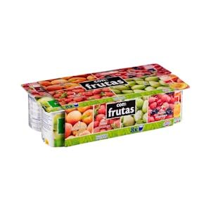 Yogur con frutas Hacendado 2 con melocotón, 2 con fresas, 2 con pera y 2 con frutos silvestres 8 ud. x 125 g Pack 8