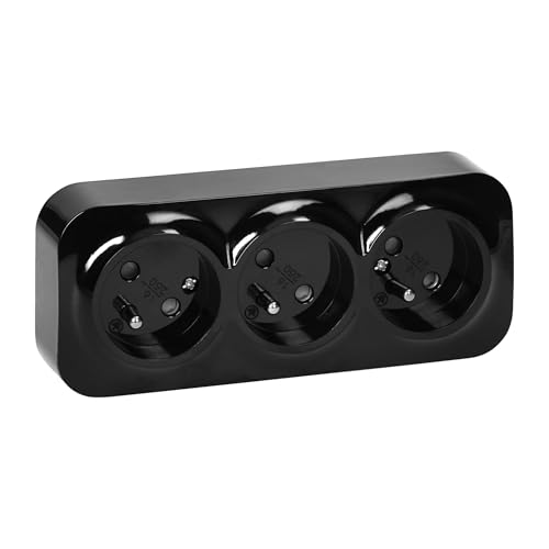 Miratic Bloc Prise Murale 3 x 2P+T 16A / 230VAC IP20 Version Francaise Prise en Saillie pour Montage Mural en Interieur Prises électriques Standard Murales...