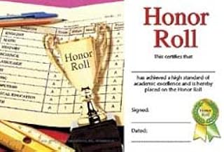 Hayes Honor Roll Mini Certificates, Academic Achievement Awards for Students, Gold Trophy and Honor Roll Seal, Full-Color ...