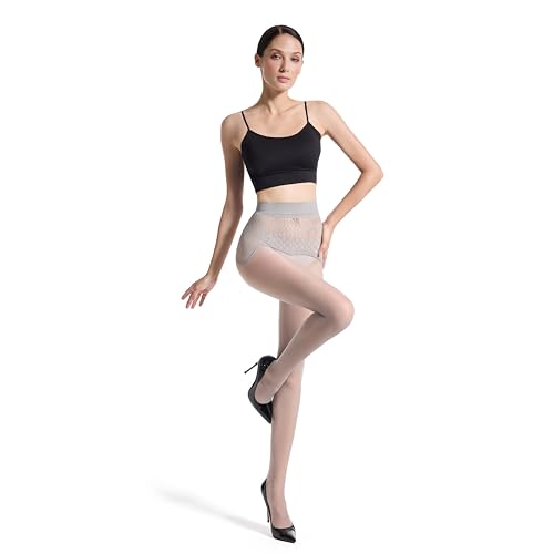 Image of Frola Oil Shiny Stockings Pantyhose 360Seamless Crotch High Waist Smooth Tights for Women (Medium, Gray-Hollow)