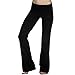 Produktbild (Medium, Black) - Hollywood Star Fashion Women's Solid Foldover Solid Bootleg Flare Yoga Pants