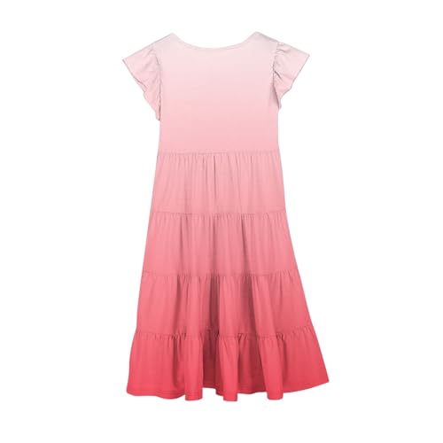Girls Summer Dresses Kids Double Layer Ruffle Sleeve Dress Flowy A-Line Tiered Midi Casual Sundress with Pockets 6-15 Years3