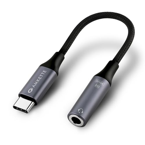 Image of Amkette Type C to 3.5mm Audio Jack Connector | DAC Chipset | Kevlar Braided Cable | Compatible with iPhone 16,15 Series & Other Type C Phones | Premium Aluminum Build | Plug & Play Compatibility